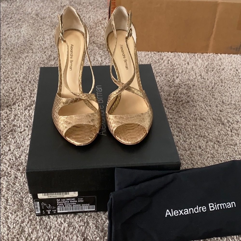Alexandre Birman gold snakeskin heel